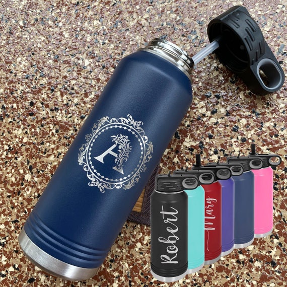 Personalized Sport Water Bottle Large Laser Engraved Stainless Etsy