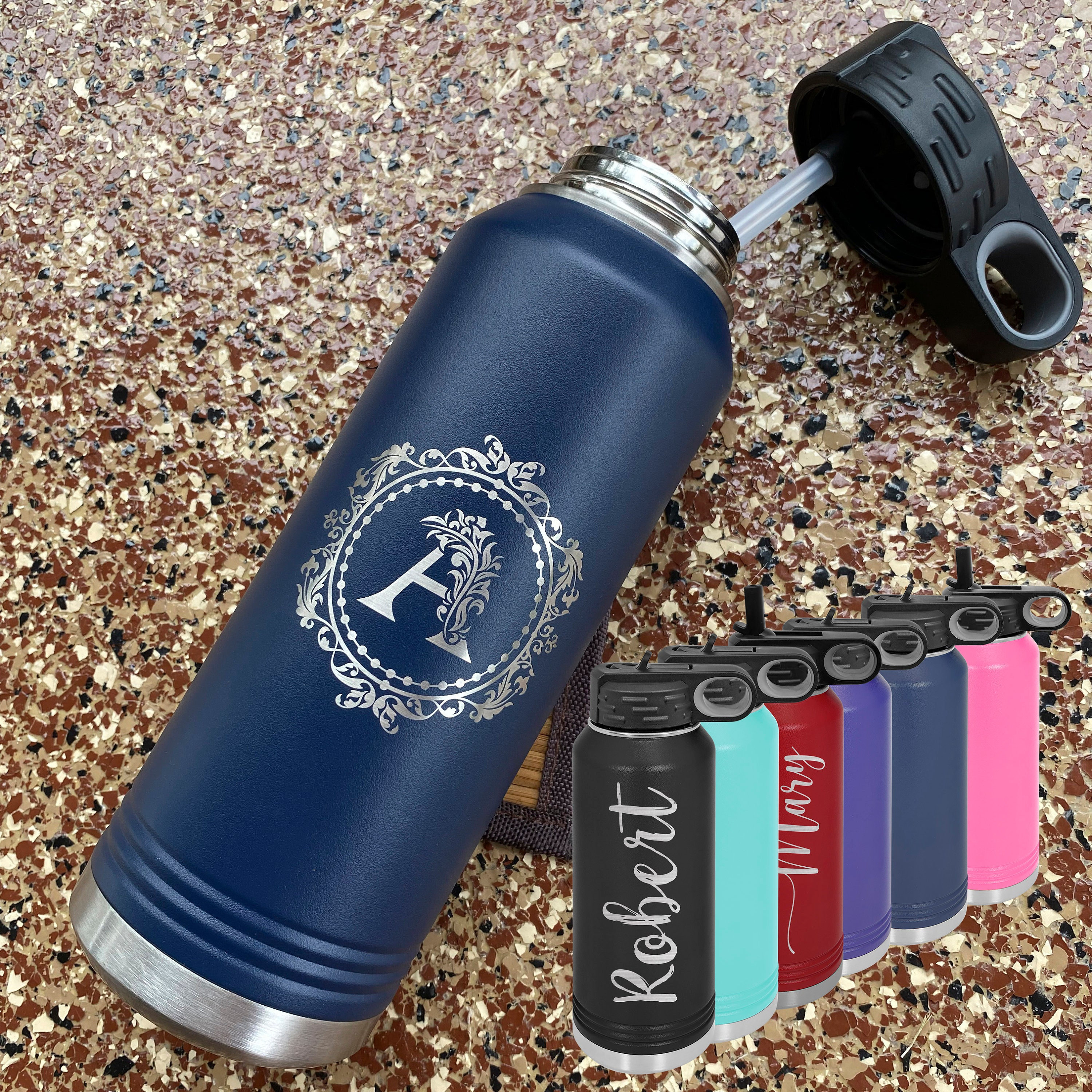 Water Bottle 32 Oz. Personalized Sport Large Laser Engraved Stainless ...