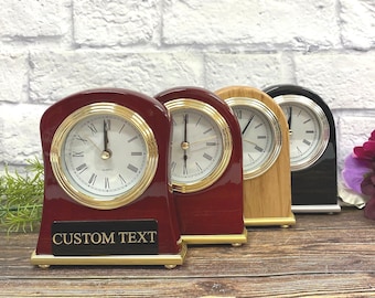 Engraved Wood Desk Clock - Personalized