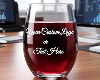Custom Laser Engraved Stemless Wine Glass, Business Logo Corporate Gift (9 oz 15 oz)