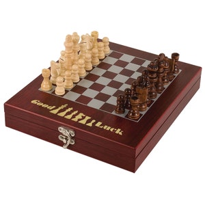 Personalized Chess Set Box Rosewood Finish Gift for Birthday Wedding image 6