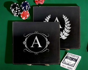 Engraved Poker Set Custom Monogram