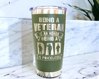 Veteran Gift Tumbler 20 Oz Travel Mug Laser Engraved