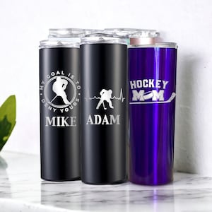 Personalized Hockey Gift Tumbler 20 oz Gift Stainless Steel Mug Hockey Mom Dad Gift