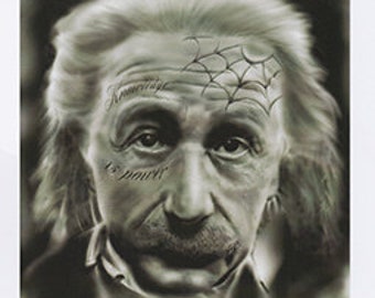 Tattooed - Einstein - A4 Print - wall art - decor - charcoal art print