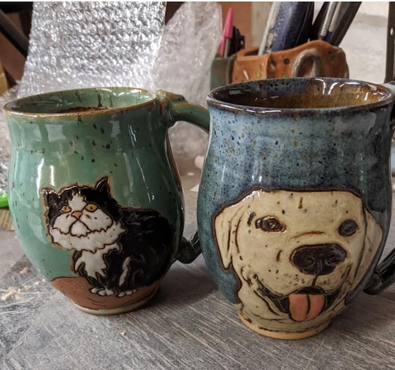 Custom dog mug stoneware pottery