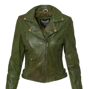 Blouson cuir femme cousu main avec rivets agneau/nappa