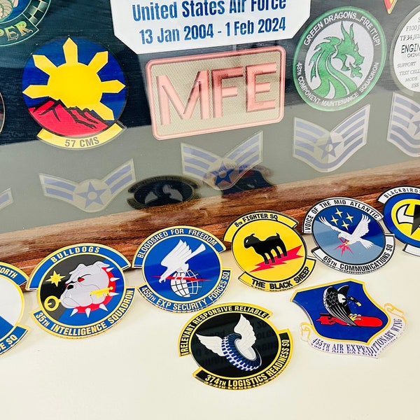 Military Patch, Rank, and Insignia, Acrylic Shadow Box Patches