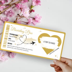 Cadeau à gratter carte d'embarquement sur les vols Révélation surprise surprise cadeau à gratter plan lune de miel personnalisée