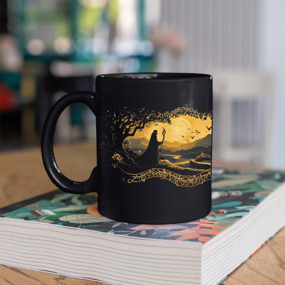 The Lord of the Rings Mug, Gandalf Gift, Hobbit - Black Mug (11oz, 15oz), Middle Earth Fan Present, tolkien Cup, Lord of rings gift