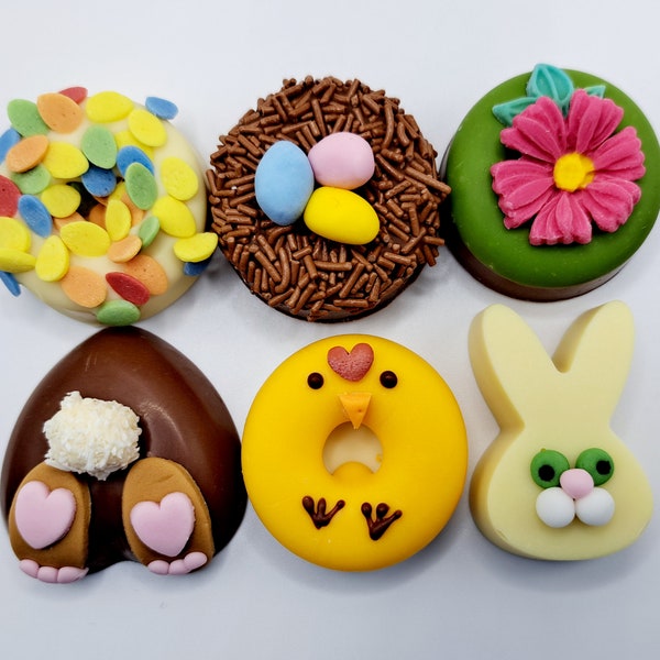 Easter Vegan Chocolate Donuts • Handmade Moo Free Chocolates • Letterbox Gifts • Mini Novelty Chocolate Donuts • The Bunny Hop Collection •