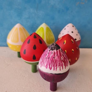 Handmade Wooden Spinning Top: Summer Fruit Theme