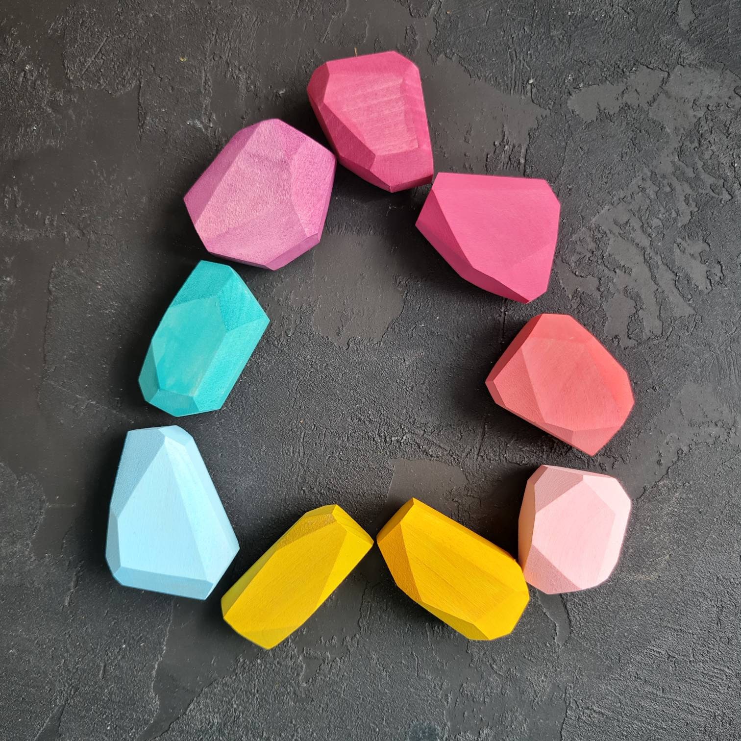 Pink Blue Color Wooden Balance Block & Natural Coconut Basket - Etsy