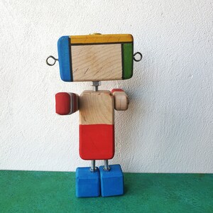 Wooden Robot Toy, Personalised Easter & Birthday Gift, Toddler Toys Gift, Wooden Waldorf Robot Doll, Kids Room Decor, Gift for Co-Workers image 6
