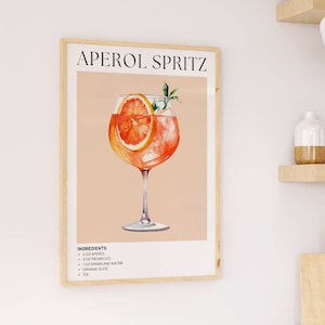 Aperol Spritz Bar Schild, Aperol Spritz Cocktail Druck, Party Signature Drink Schild Vorlage, Cocktail Poster, Retro Bar Warenkorb Dekor Kunstdruck