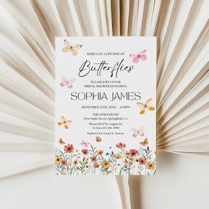 Lifetime of Butterflys Brautdusche Einladung Vorlage Schmetterling Brautdusche einladen Schmetterling Wildblumen Hochzeit Dusche Dekor Printable