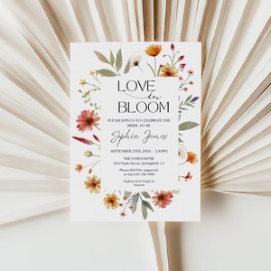 Modello di invito per addio al nubilato, invito ad addio al nubilato floreale, amore in fiore addio al nubilato, arredamento moderno Boho Wildflower doccia stampabile