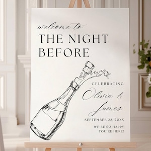 The Night Before Rehearsal Dinner Welcome Sign Template, Whimsical Wedding Rehearsal Welcome Signage, Hand Drawn Rehearsal Wedding Signage