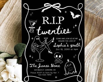 RIP to my 20s Birthday Invitation Template, Death to my 20s Invite Animated, 30th Birthday Party Funeral to my Youth Bday RIP 20s Invite