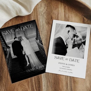 Moderne minimalistische Save the Date Vorlage, Vintage Photo Save the Date Einladen, Bild Save the Date Karte, Fotohochzeit bearbeitbar druckbar