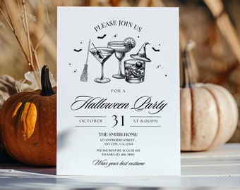 Modern Halloween Party Invitation Template, Adult Halloween Party Invite, Halloween Costume Party Invitation, Cocktail Party Invitation