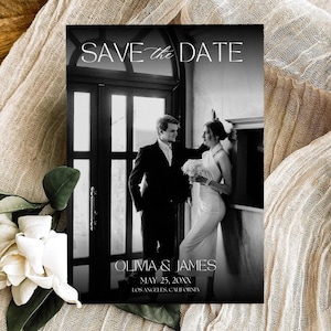 Moderne minimalistische Save the Date Vorlage, Vintage Photo Save the Date Einladen, Bild Save the Date Karte, Fotohochzeit bearbeitbar druckbar