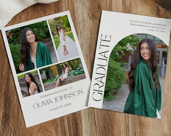 Graduation Announcement Template, Senior Graduation Announcement 2025, Modern Minimalist Grad Announcement 2025 Invite Card Editable