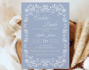 Cielito Lindo Baby Shower Invitation Template, Mexican Talavera Theme Baby Shower Invite, Papel Picado Baby Brunch Invite Editable Printable