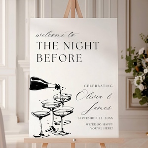 The Night Before Rehearsal Dinner Welcome Sign Template, Whimsical Wedding Rehearsal Welcome Signage, Hand Drawn Rehearsal Wedding Signage