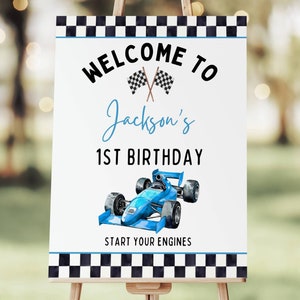 Fast One Birthday Party Welcome Sign, Racing Party Sign Template, Race Cars Birthday Party Decor, Car Party Welcome Sign Editable Printable
