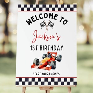 Fast One Birthday Party Welcome Sign, Racing Party Sign Template, Race Cars Birthday Party Decor, Car Party Welcome Sign Editable Printable