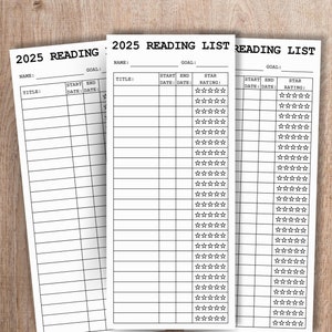 Modèle imprimable de marque-page de liste de lecture, marque-page de suivi du livre club de lecture, idée cadeau pour amoureux des livres, carnet de lecture de cartes de bibliothèque marque-page modifiable