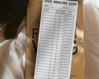 2026 Reading List Bookmark Printable Template, Book Club Book Tracker Bookmark, Book Lover Gift Idea, Library Card Reading Log Book Mark