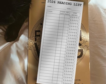 2026 Reading List Bookmark Printable Template, Book Club Book Tracker Bookmark, Book Lover Gift Idea, Library Card Reading Log Book Mark