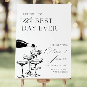 Wedding Welcome Sign Template, Best Day Ever Welcome Wedding Sign, Modern Minimalist Welcome Wedding Sign, Wedding Signage Decor Editable