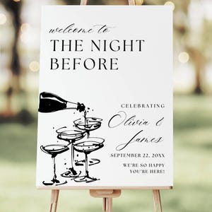 The Night Before Rehearsal Dinner Welcome Sign Template, Whimsical Wedding Rehearsal Welcome Signage, Hand Drawn Rehearsal Wedding Signage