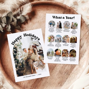Christmas Photo Card Template, Year In Review Holiday Card, Printable Family Photo Christmas Card, Arch Photo Holiday Newsletter Editable