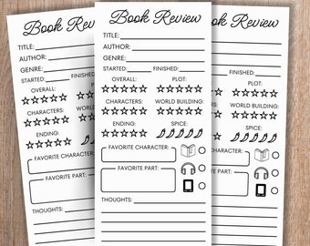 Book Review Bookmark Template, Book Club Discussion Game Bookmark, Book Lover Gift Idea, Reading Group Review Note card Editable Printable