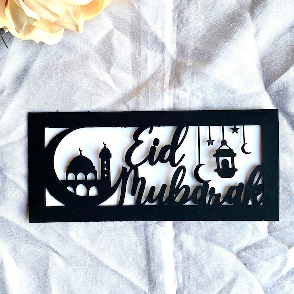 Modèle de carte d'argent Eid Mubarak, découpe SVG de porte-monnaie Eid pour Cricut/Silhouette Eid carte de voeux découpée au Laser, enveloppe Eidi cadeau islamique