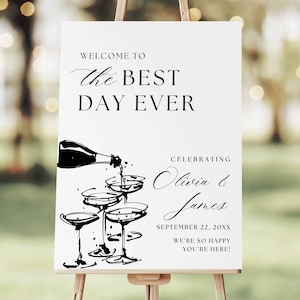Wedding Welcome Sign Template, Best Day Ever Welcome Wedding Sign, Modern Minimalist Welcome Wedding Sign, Wedding Signage Decor Editable