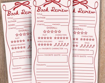 Book Review Bookmark Template, Book Club Discussion Game Bookmark, Book Lover Gift Idea, Reading Group Review Note card Editable Printable