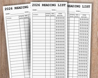 2026 Reading List Bookmark Printable Template, Book Club Book Tracker Bookmark, Book Lover Gift Idea, Library Card Reading Log Book Mark