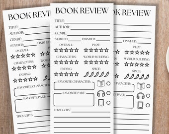 Book Review Bookmark Template, Book Club Discussion Game Bookmark, Book Lover Gift Idea, Reading Group Review Note card Editable Printable