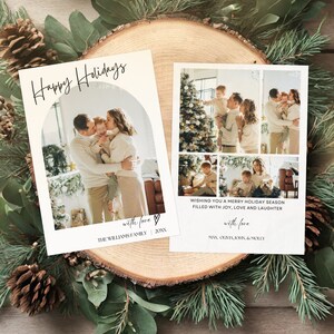 Boho Christmas Card, Modern Minimalist Photo Holiday Card Template, Printable Christmas Card Custom Picture Christmas Card Editable Template