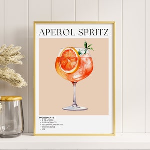 Aperol Spritz Bar-Schild, Aperol Spritz Cocktail-Druck, Party-Signatur-Getränkeschild-Vorlage, Cocktail-Poster, Retro-Barwagen-Dekor-Kunstdruck