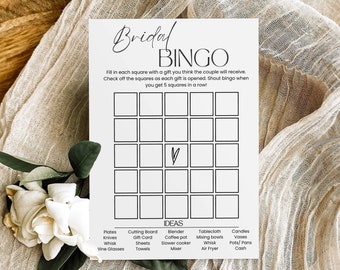 Minimalist Bridal Bingo Template, Modern Bridal Shower Bingo, Wedding Shower Gift Bingo Card Game, Couples Shower Game Editable Printable