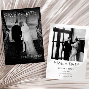 Moderne minimalistische Save the Date Vorlage, Vintage Photo Save the Date Einladen, Bild Save the Date Karte, Fotohochzeit bearbeitbar druckbar