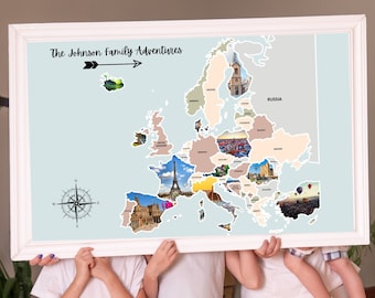 Europe Photo Map, Digital EU Picture Adventure Map, Unique European Travel Collage Template, Birthday Gifts for Him, Anniversary Gift