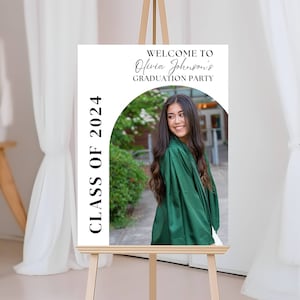 Graduation Party Welcome Sign Template, Welcome Graduation Party Sign, Graduation Welcome Sign Modern Boho Arch Photo Graduation Poster