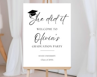 Graduation Party Welcome Sign Template, Welcome Graduation Party Sign, Graduation Welcome Sign Modern Minimalist Photo Graduation Poster